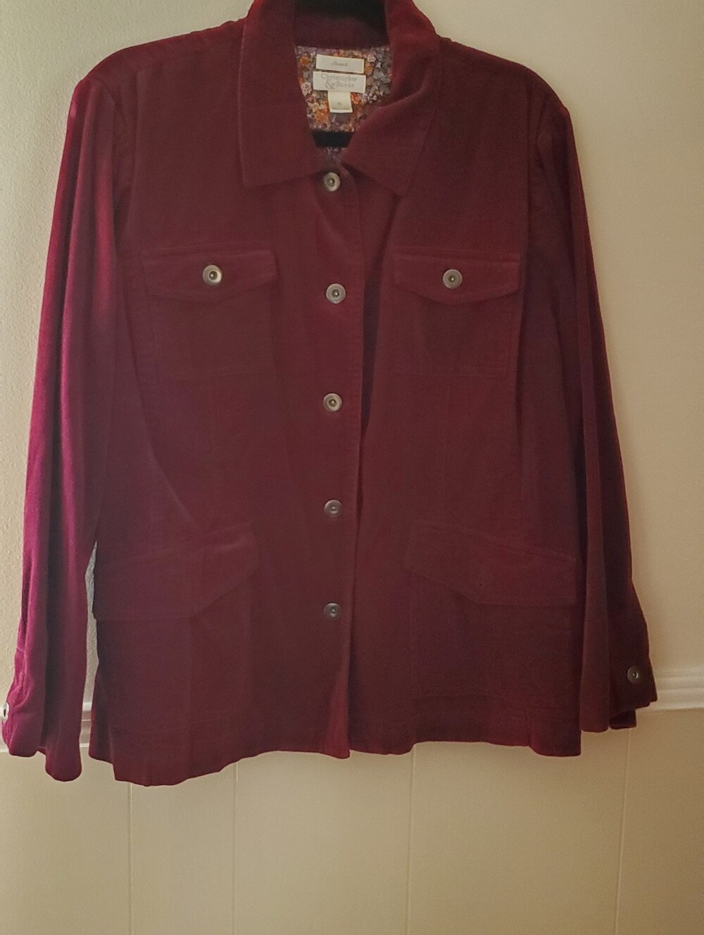 Christopher And Banks Women’s Corduroy Button-Front Jacket - Red